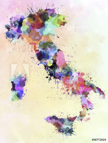 Picture of Italy map watercolor style splash